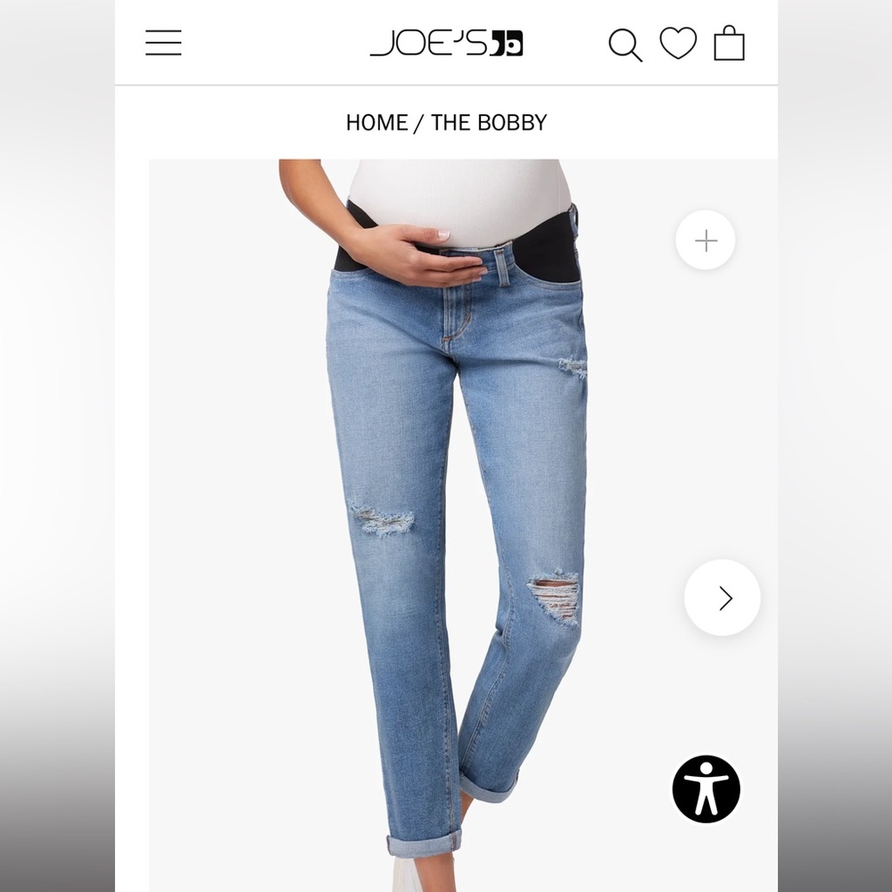 Joe’s jeans the Bobby mid rise boyfriend maternity jeans 27 NWOT